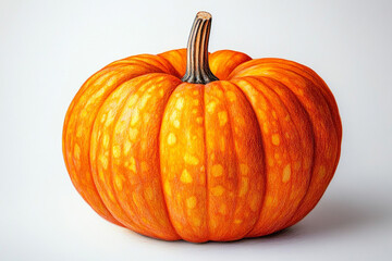 Obraz premium Vector watercolor illustration of an orange pumpkin on a white background.