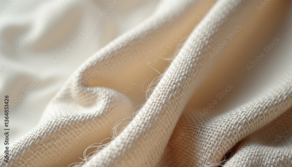 Poster soft beige fabric texture with gentle folds and curves