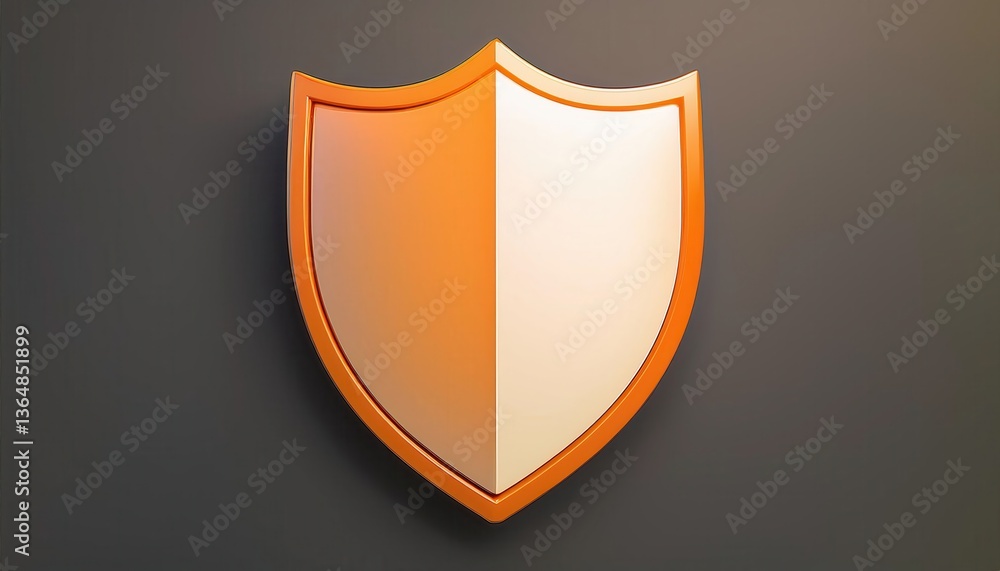 Poster firefly flat style shield icon featuring a soft pastel orange border and vibrant yet gentle color sc
