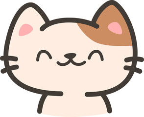 Cute hand drawn cartoon orange cat smile face illustration for kids
