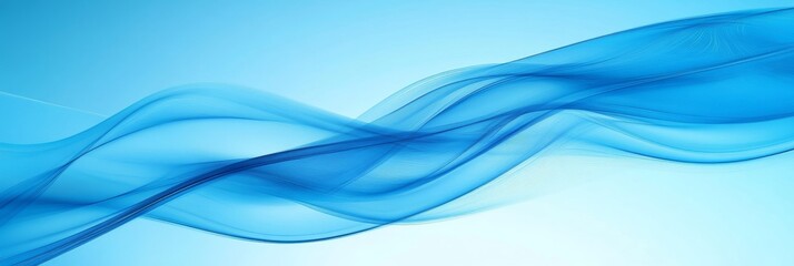 Abstract Blue Flowing Ribbons With Gentle Curves, Smooth Gradients, Vivid Colors, And Sharp Lines