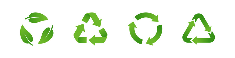 Recycle icon. Recycling vector set. Eco reusing waste sign. Garbage process ecology symbol. Ecological recycle icon bio care. Reuse arrow cycle.
