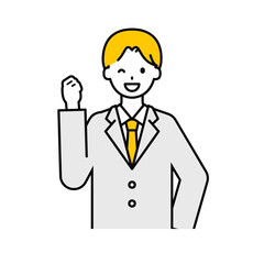 上半身のポーズ_シンプルな学生の男子学生05