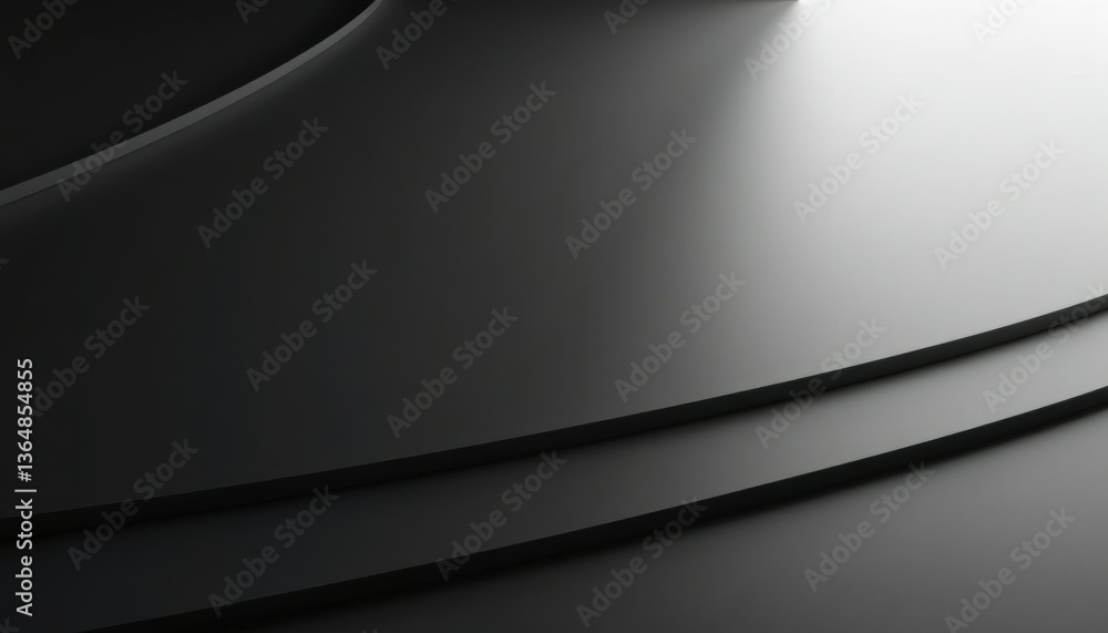 Poster abstract smooth black curves with soft lighting