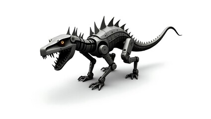 Fototapeta premium Mechanical Dinosaur with Spikes Isolated on White Background