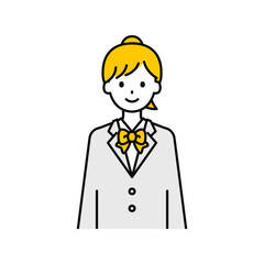 上半身のポーズ_シンプルな学生の女子学生01