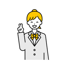 上半身のポーズ_シンプルな学生の女子学生04