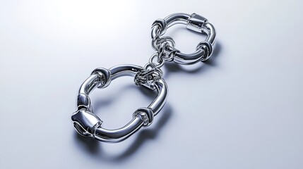 Obraz premium Silver Handcuffs Connected by a Short Chain Isolated