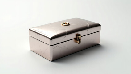 Elegant Silver and Gold Lockbox with Marble Texture