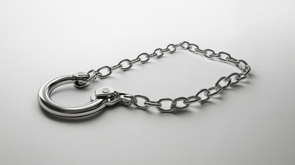 Silver Handcuffs Connected by a Short Chain Isolated