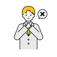 上半身のポーズ_シンプルな学生の男子学生14