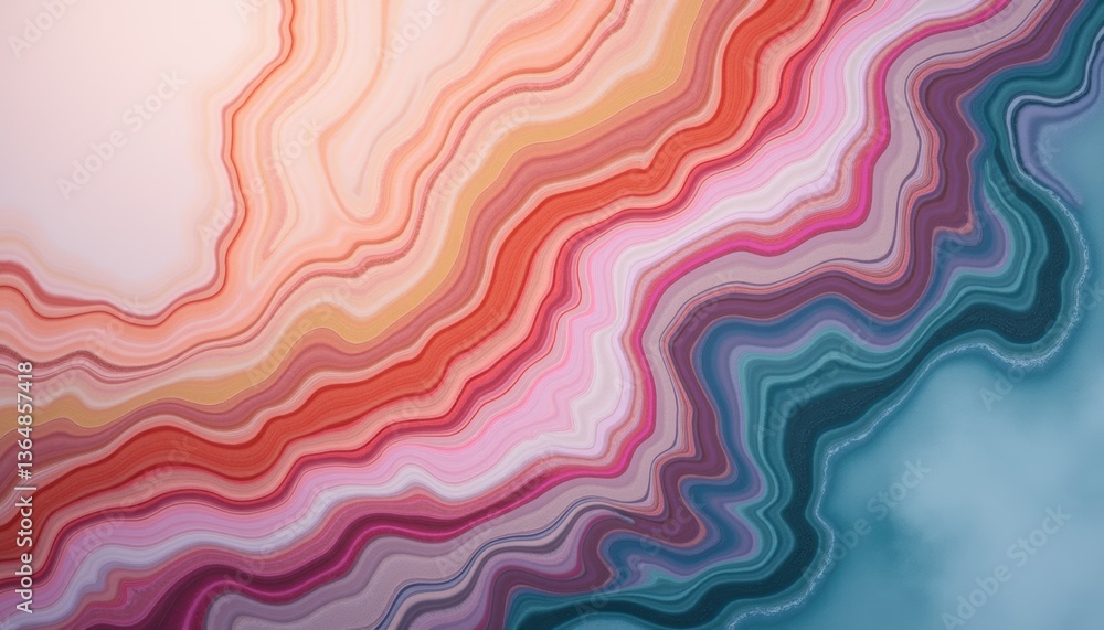 Poster abstract waves of color in warm and cool tones