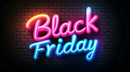 Obraz premium Black Friday Neon Sign on Brick Wall