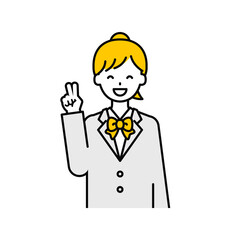 上半身のポーズ_シンプルな学生の女子学生04