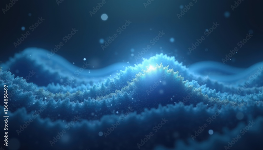 Poster abstract blue ocean waves creating a serene atmosphere