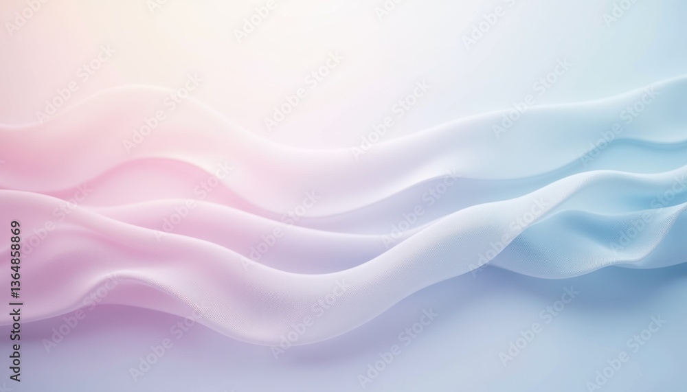 Poster Abstract flowing fabric in soft pastel colors representing tranquility  