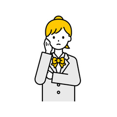 上半身のポーズ_シンプルな学生の女子学生12