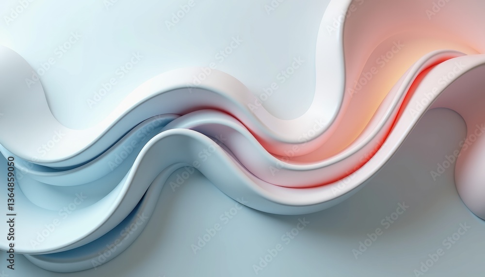 Poster abstract wavy lines in soft pastel colors representing fluidity