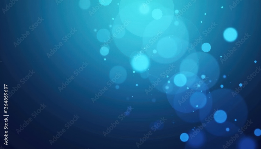 Poster Abstract blue bokeh background with circles and light effects  