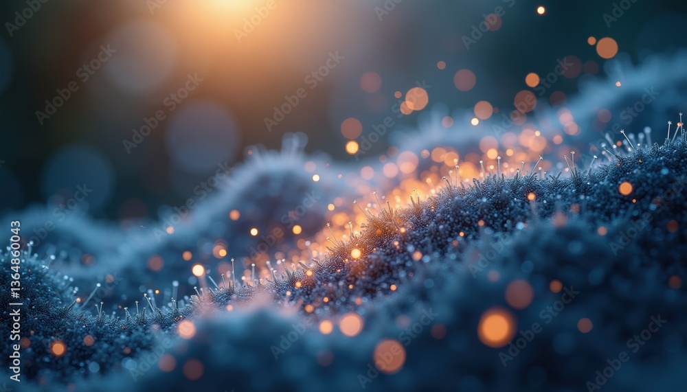 Poster Sparkling texture of soft surface illuminated by warm light  