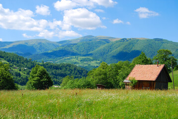 A hut in Carpathian mountains, Ukraine