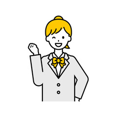 上半身のポーズ_シンプルな学生の女子学生05