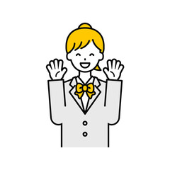 上半身のポーズ_シンプルな学生の女子学生09