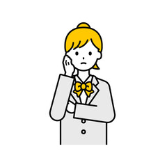 上半身のポーズ_シンプルな学生の女子学生12