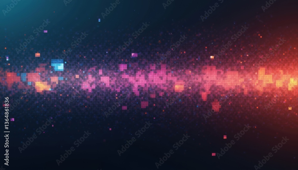 Poster abstract digital background with colorful particles and shapes