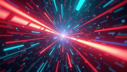 Fototapeta premium Abstract neon light burst in vibrant red and blue colors 