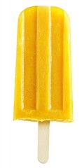 Enjoying a Refreshing Yellow Popsicle Treat on a White Isolated Background