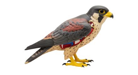 Colorful and Detailed Model of a Falcon with Visible Anatomical Features for Educational Purposes and Artistic Representation