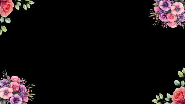 Wedding flower watercolor seamless loop animation with alpha channel