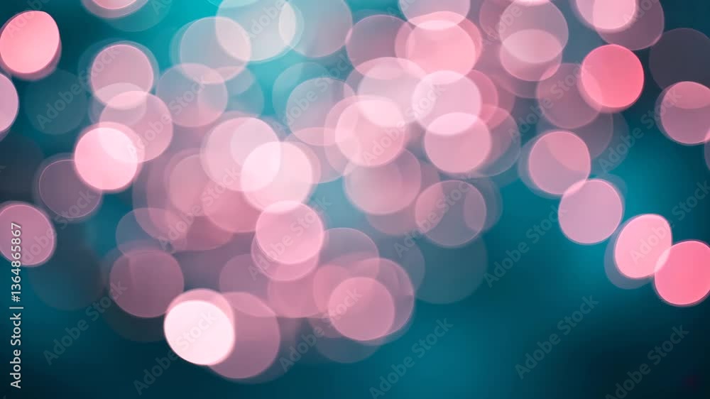 Poster pink bokeh lights on teal background creating a soft abstract dreamy and festive mood