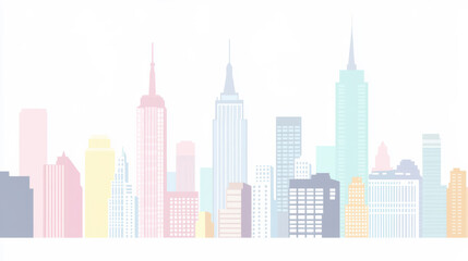 Obraz premium Pastel Cityscape Vector Background with Copy Space