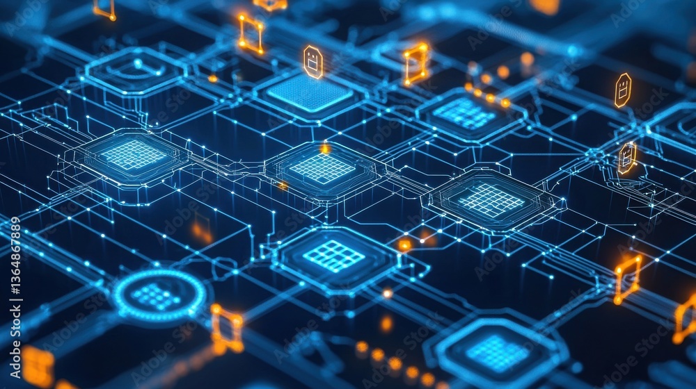 Poster blockchain platforms optimizing supply chain operations symbolizing decentralized solutions
