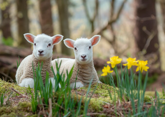 Obraz premium New Spring Lambs watching you