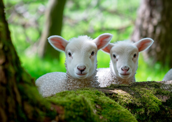 Obraz premium New Spring Lambs watching you