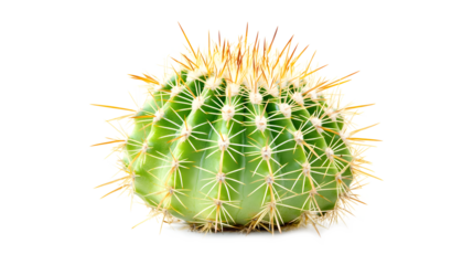 A cactus with a green stem and brown spines