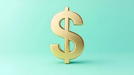 Obraz premium Gold Dollar Sign on Turquoise Background for Finance Themes