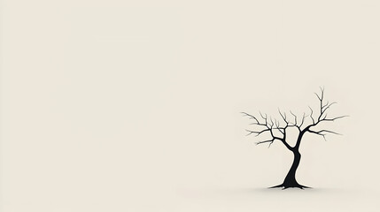 Obraz premium Bare Tree Silhouette on Simple Background for Minimalist Design