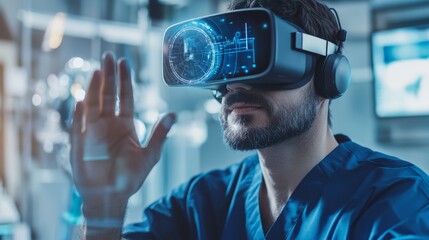 A virtual reality developer creating immersive simulations for architectural design, futuristic design lab with real-time VR rendering and architectural models, High-tech style