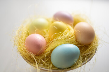 Easter decor, chicken eggs.