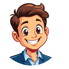 Obraz premium Cartoon smiling businessman with confident look on white background