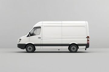 Ultra Quality Picture of Isolated Realistic White Van From Left Rear View