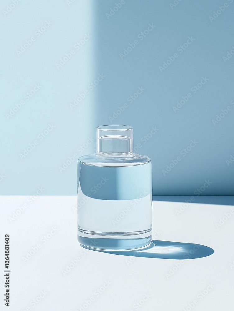 Poster 3d rendering of a glass jar with a lid. the jar is empty and is placed on a white surface. the backg