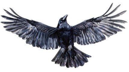Fototapeta premium Black raven with spread wings