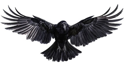 Obraz premium Black raven with spread wings
