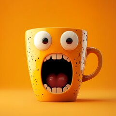 Shocked Orange Cartoon Mug in 3D Style