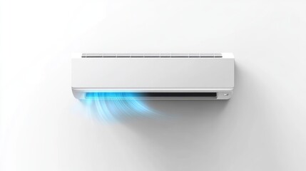 Modern wall-mounted air conditioner emitting cool air